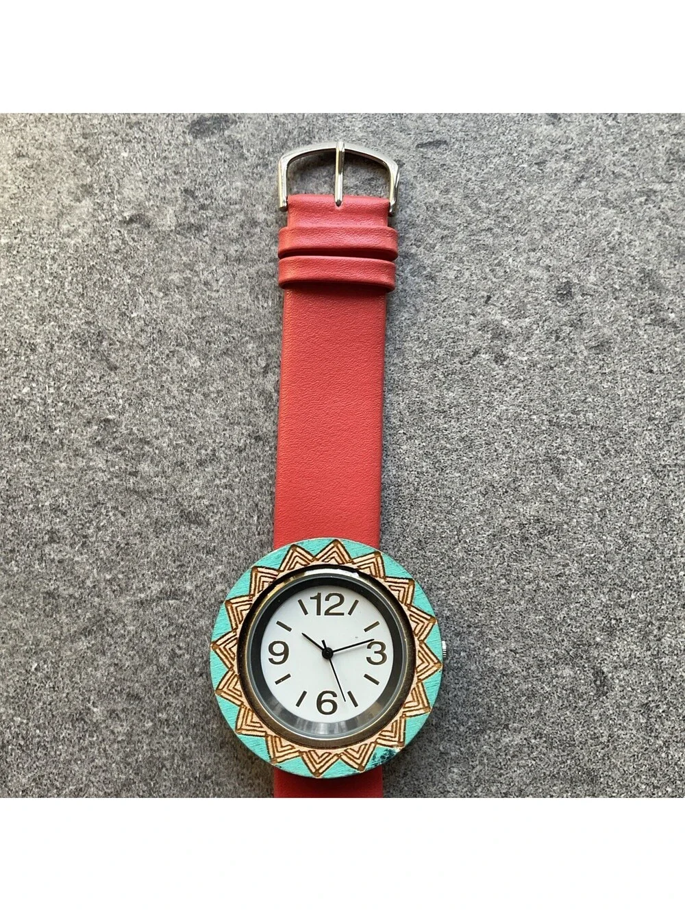 Beautiful Swap Womens Watch 42mm Case With Engraved Wood Bezel JW03 A14